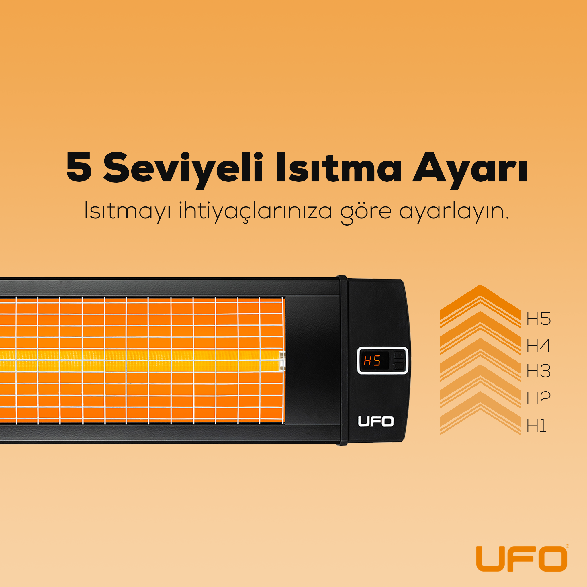 UFO Black Line 2000 W Uzaktan Kumandalı - Dikey ve Yatay Isıtıcı (Devrilme Emniyetli Prizli Stand Hediyeli) - Thumbnail