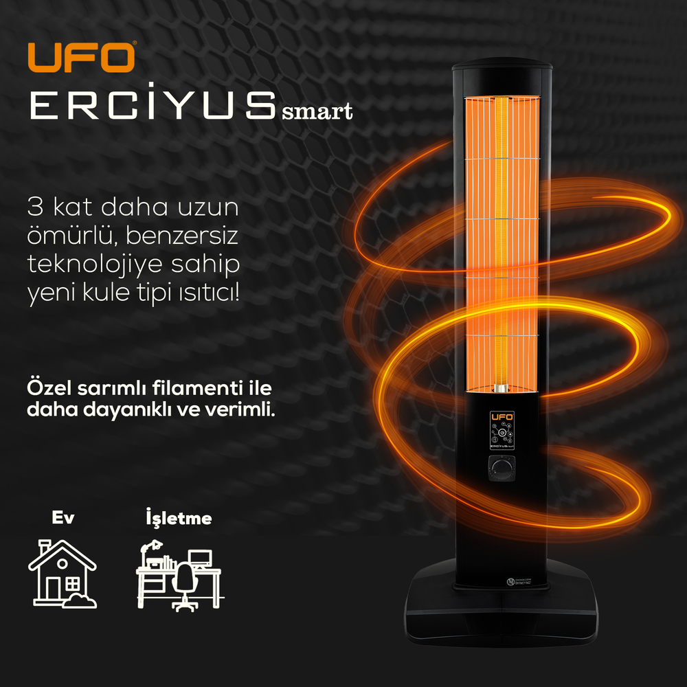 UFO Erciyus Smart 2300 W Mobil Uyumlu Kule Tipi Isıtıcı